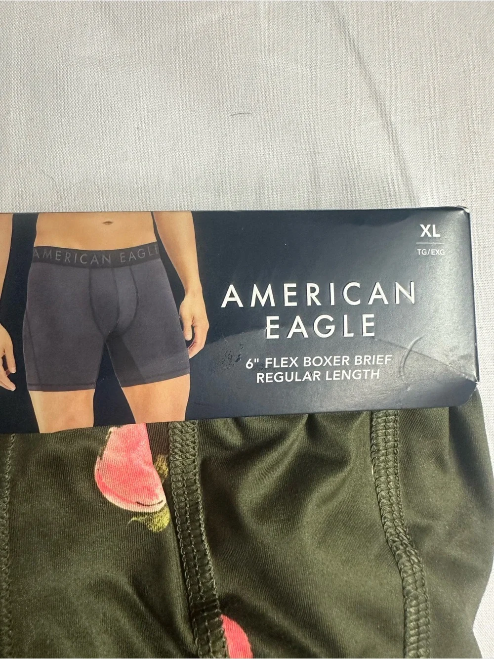 American Eagle Olive Green Boxer Briefs with Peach Motif